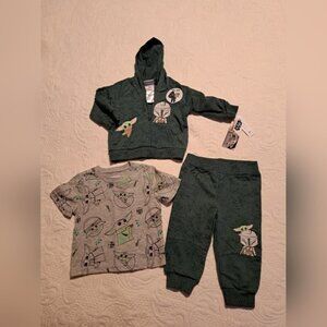 Star Wars Mandalorian boys 6/9 months 3 piece jogger, jacket & bodysuit NEW